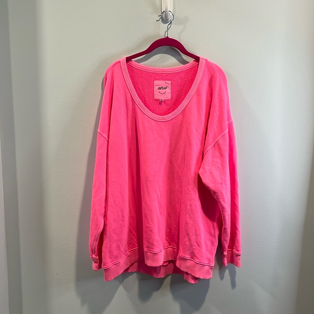 Aerie Hot pink oversized sweatshirt M